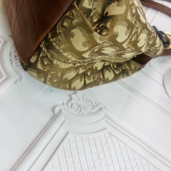 Y2K Rosetti Faux Leather Canvas Beige Tan And Brown Bag Multi Compartments small - Picture 5 of 13